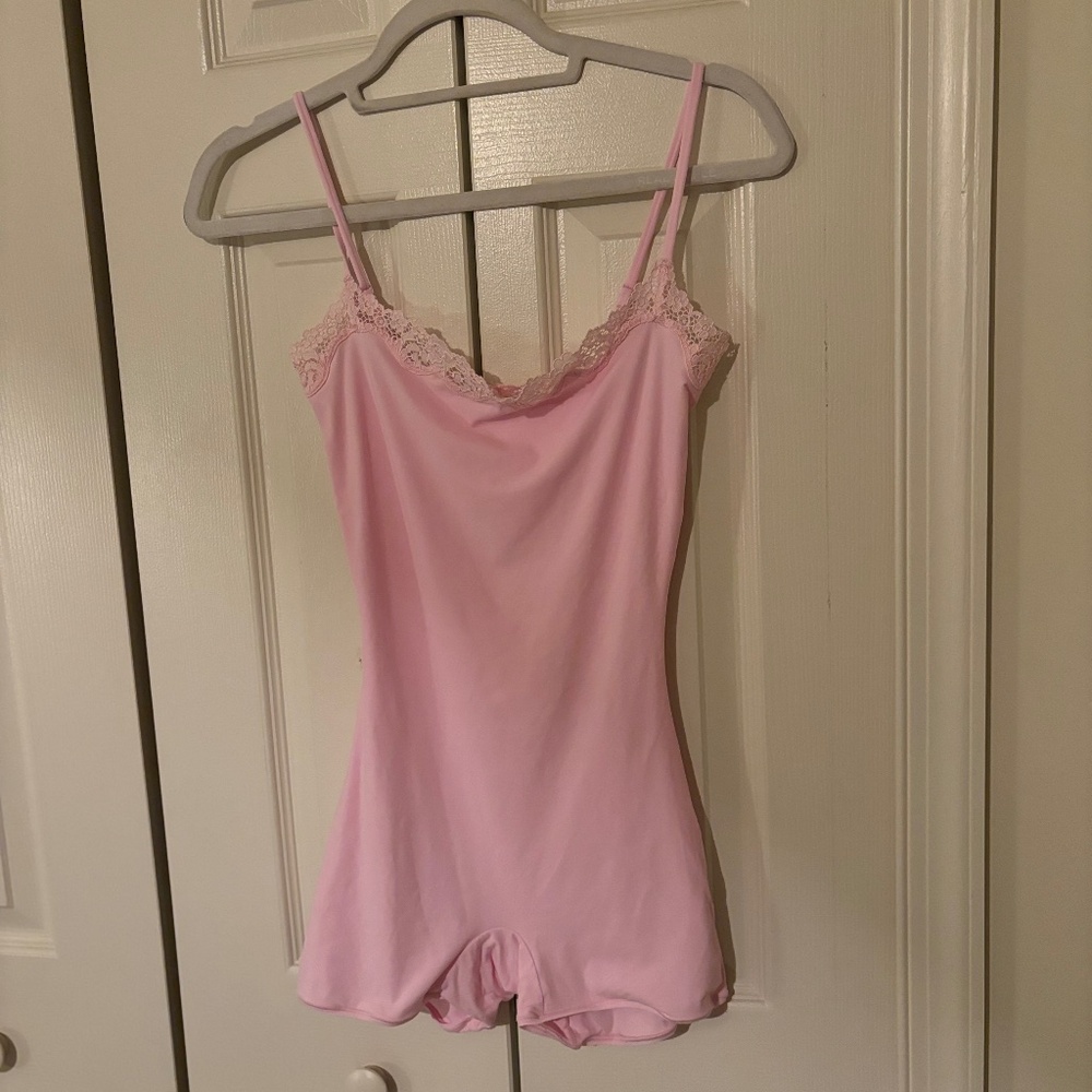 Skims Cherry Blossom Pink Lace Onesie Romper Small